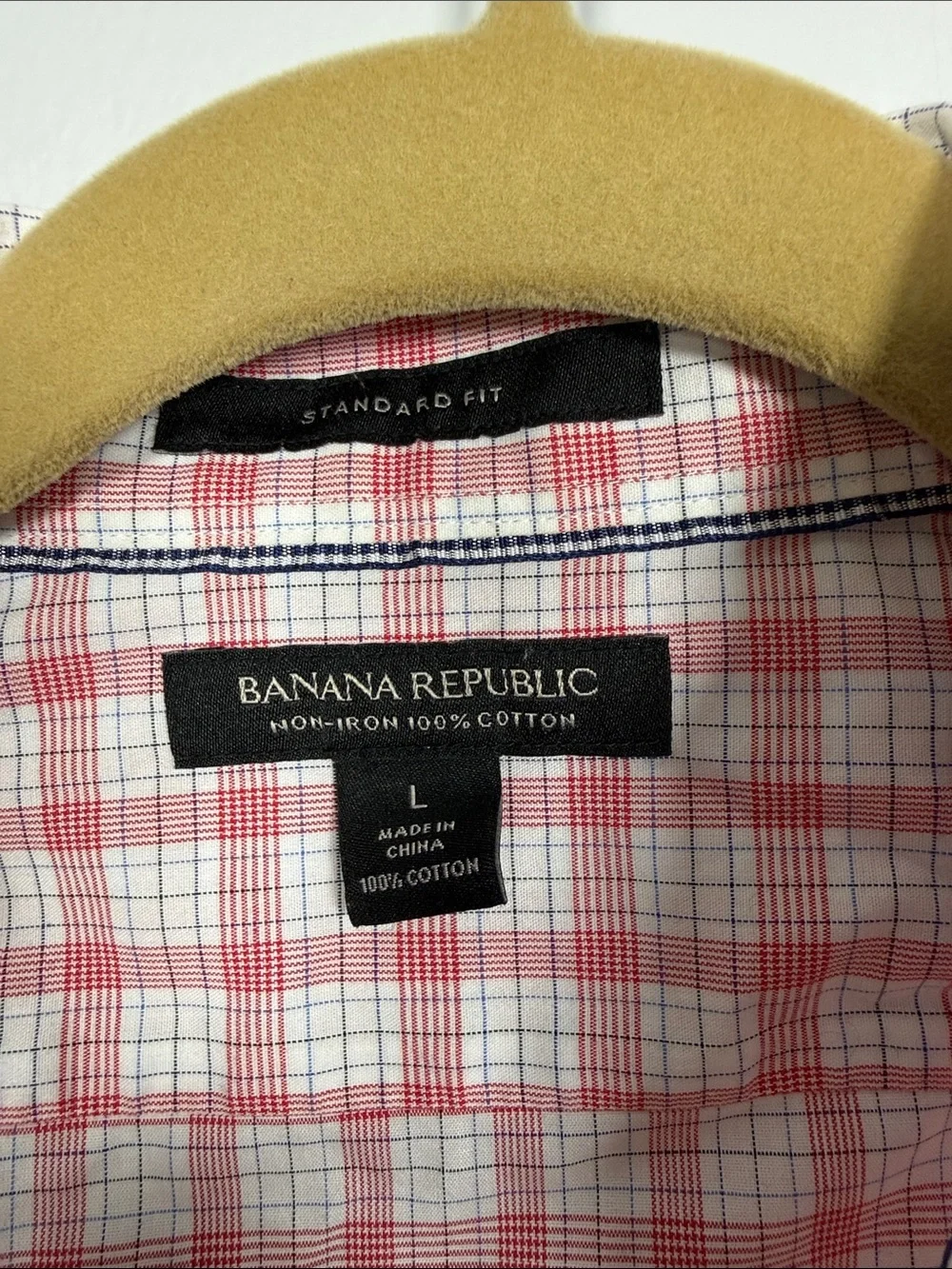 Banana Republic Pink and White Plaid Button-Down Shirt Standard Fit Large